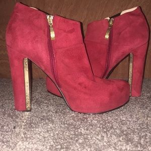 Guess Red Suede Heeled Boots
